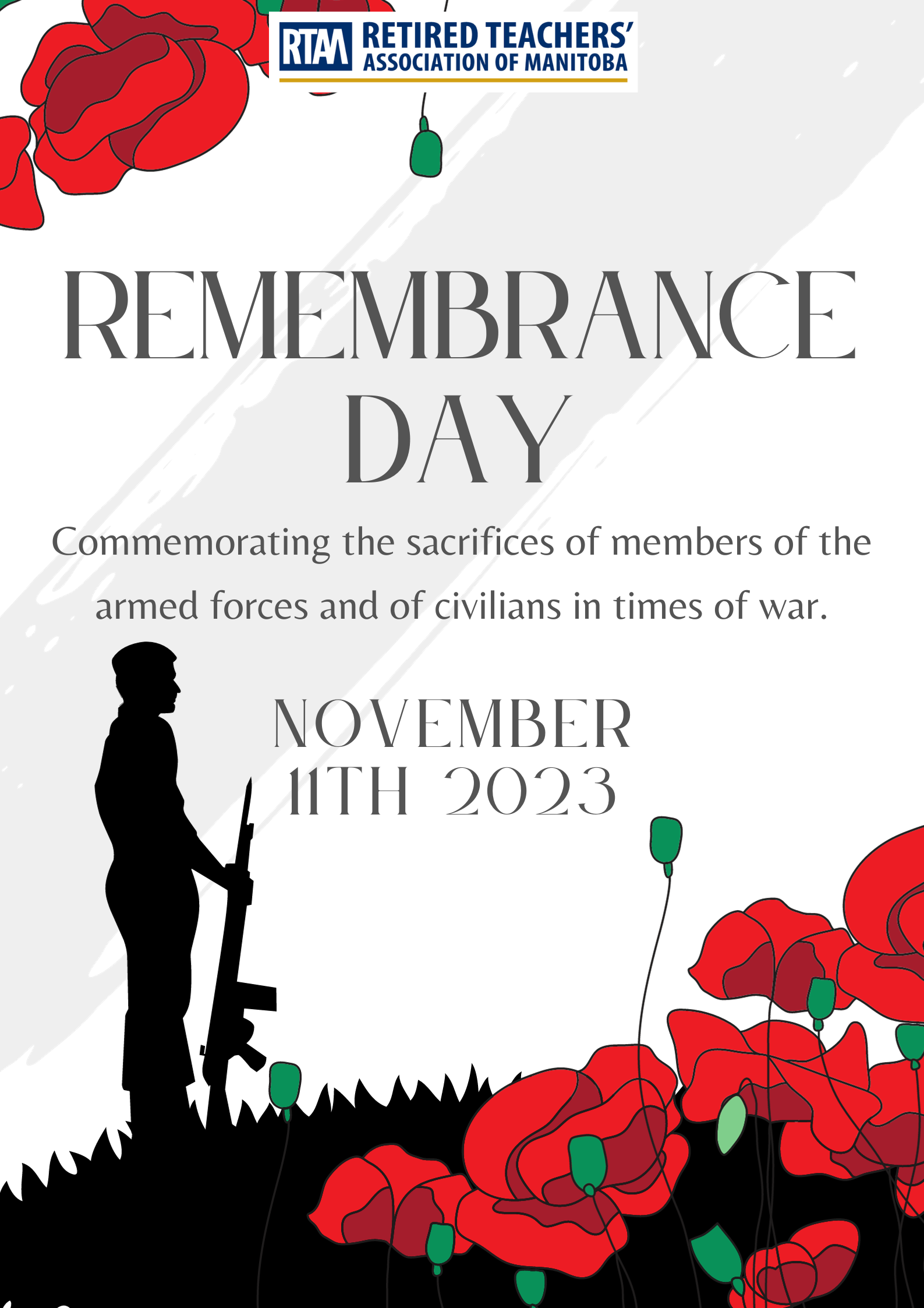Red And Black Illustrated Remembrance Day Poster